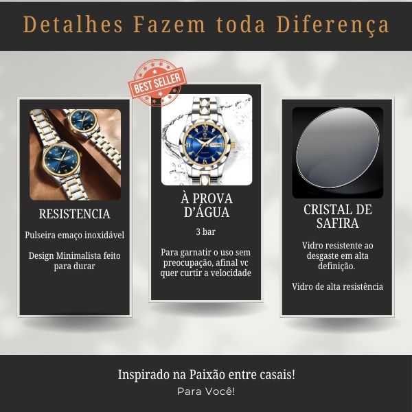 Relógio Diamond Lux Casal (Edição Limitada)