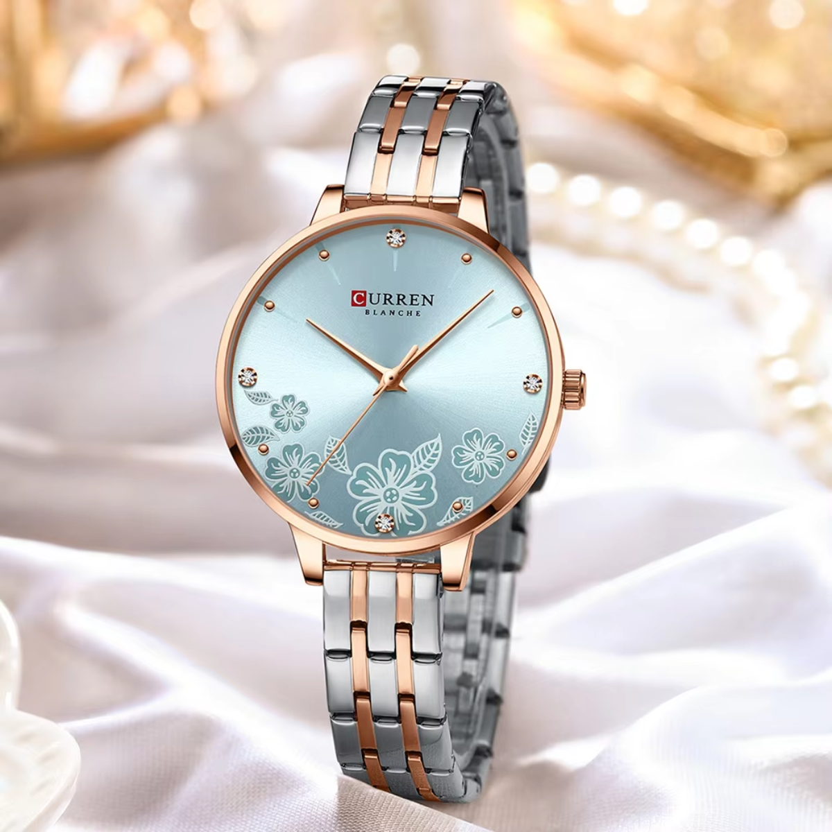 Relógio Feminino de Aço Fê Floral - Curren