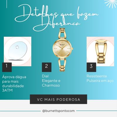 Relógio Feminino de Aço Dourado - Curren 9092 Elegance