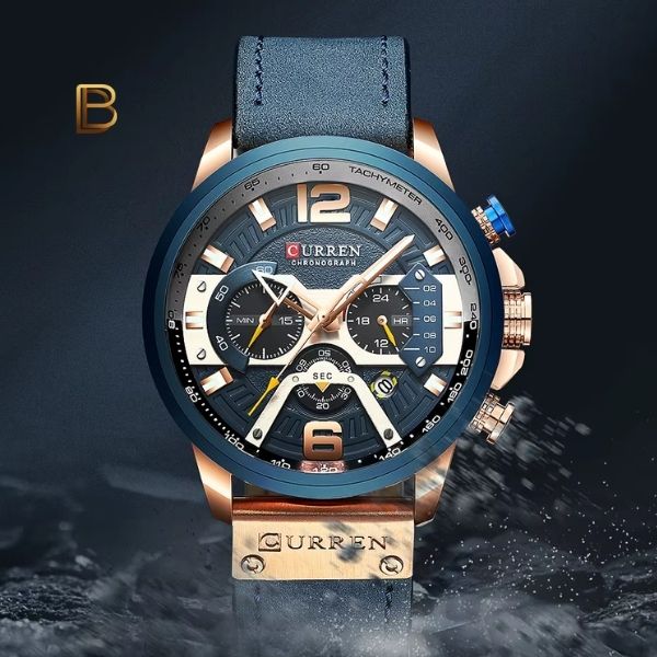 Relógio Masculino Curren Casual - Cronógrafo, Calendário Completo, Couro