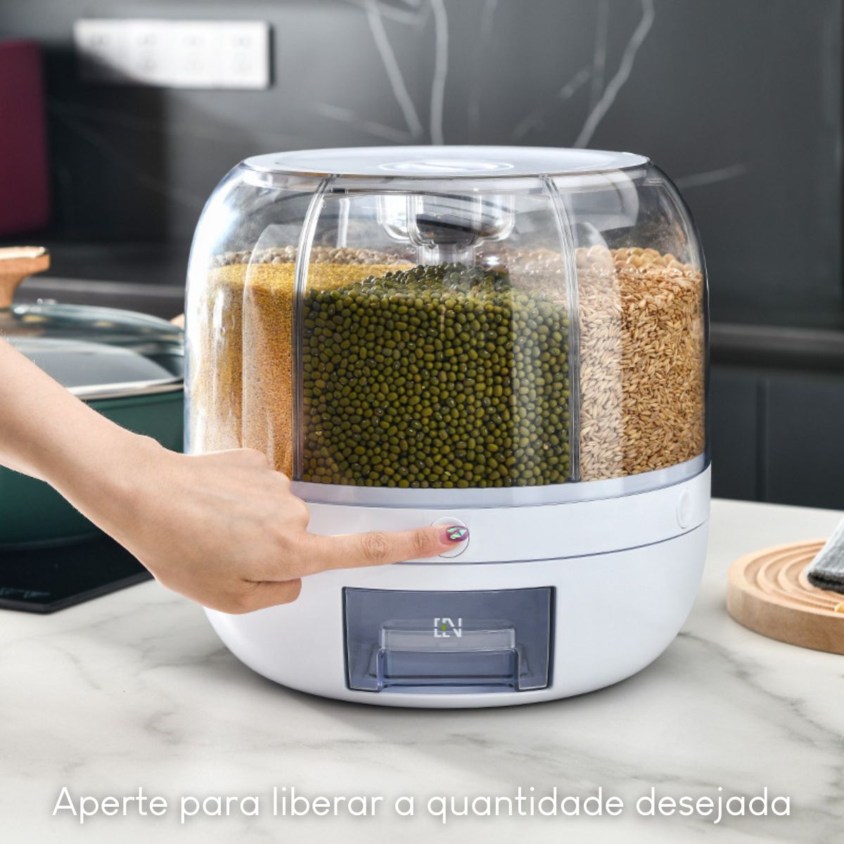 Dispenser de Grãos e Cereais Giratório 6 em 1 com 15%PrimeiraCompra+Frete Grátis