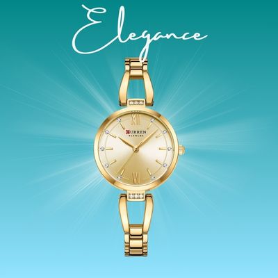 Relógio Feminino de Aço Dourado - Curren 9092 Elegance