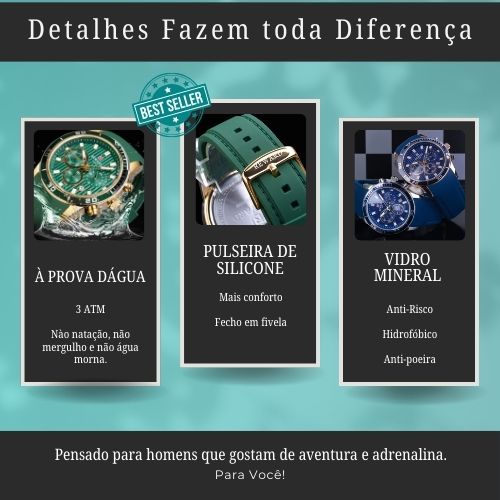 Relógio Casual Masculino Reward - Aço inoxidável