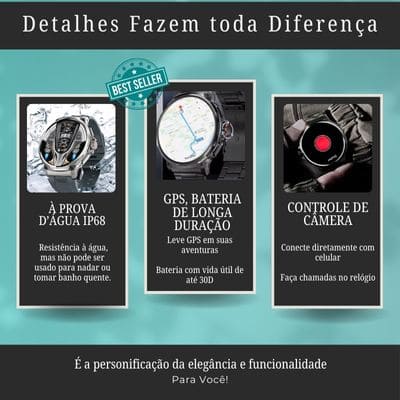 Relógio Inteligente Masculino UltraTrack: com GPS, Fitness, NFC