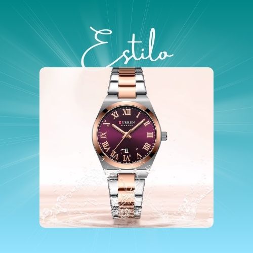 Relógio Feminino Vermelho Vinho de Aço - Curren 9095