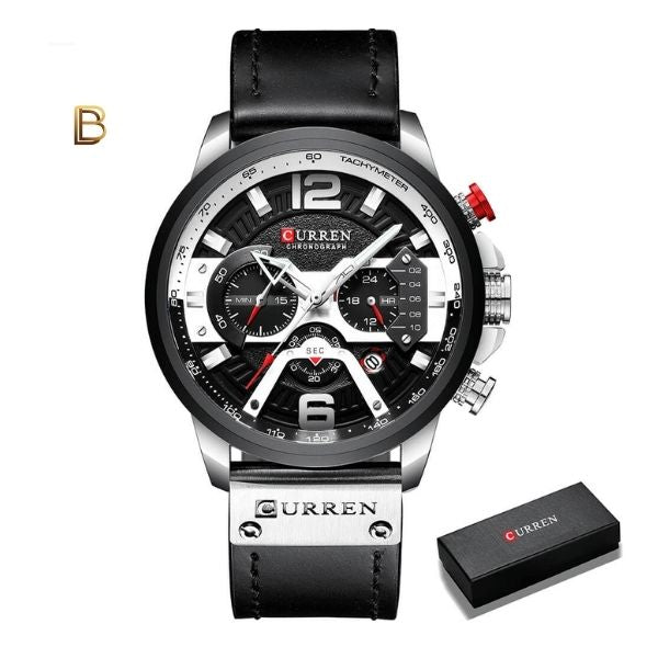 Relógio Masculino Curren Casual - Cronógrafo, Calendário Completo, Couro