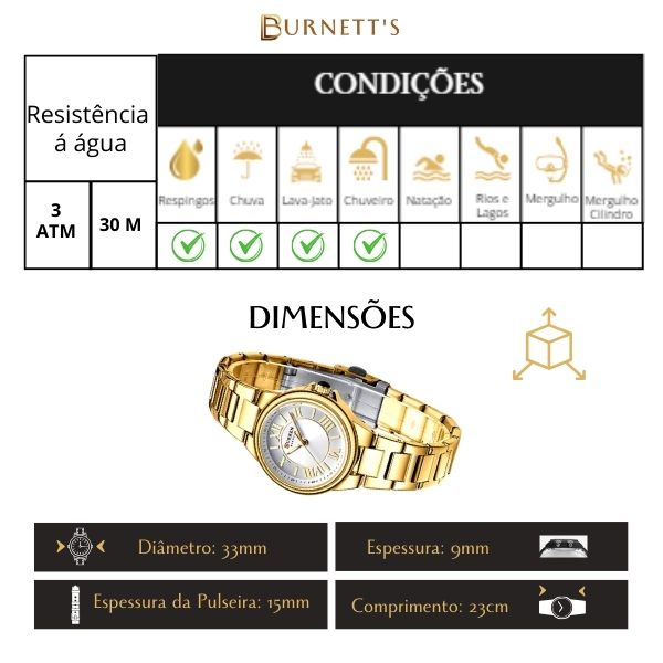 Relógio Feminino de Aço Dourado - Curren KorsMary