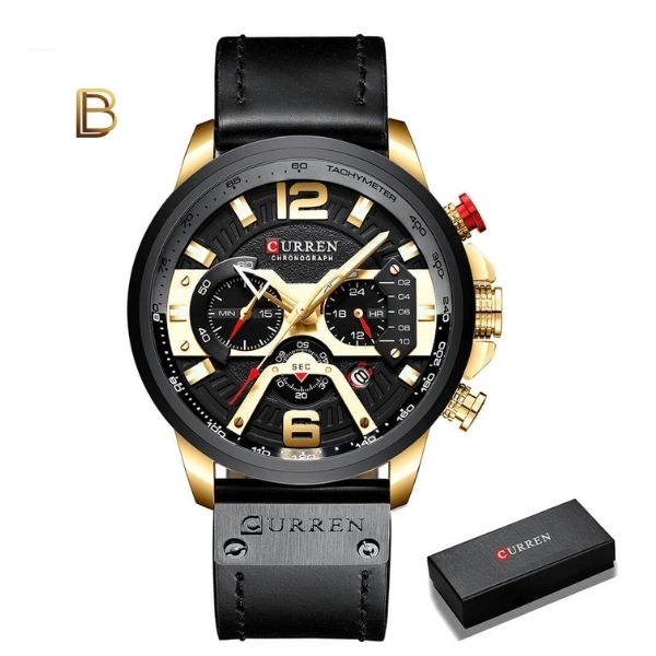 Relógio Masculino Curren Casual - Cronógrafo, Calendário Completo, Couro