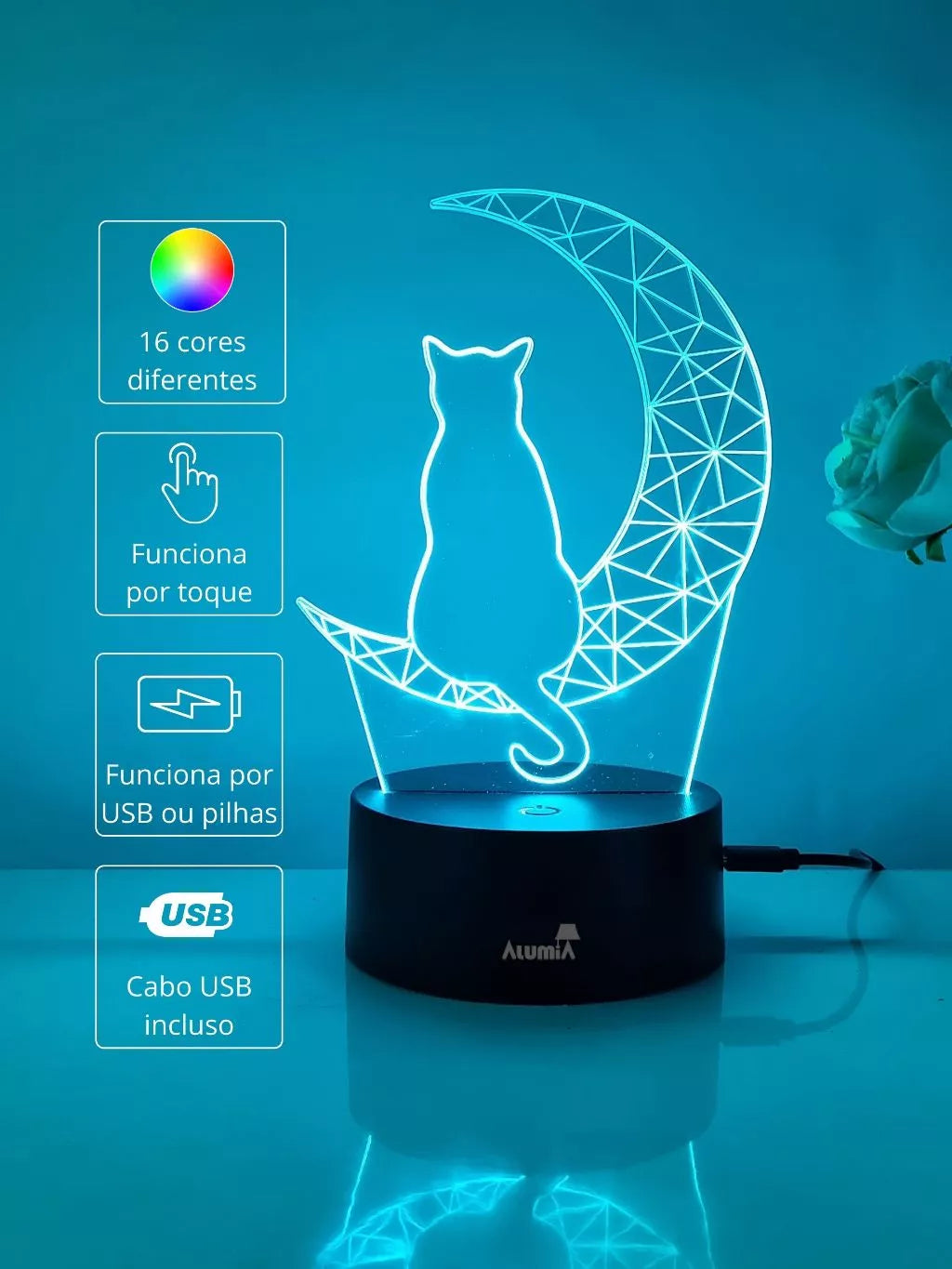 Luminária Decoração Gatinho na Lua | CatonMoon™