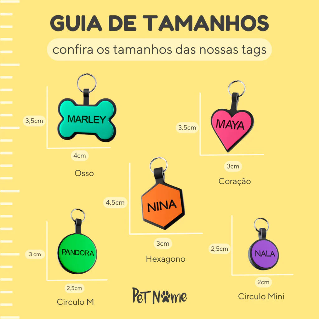 Placa de Identificação Pet em Borracha Silicone | Mini Candy