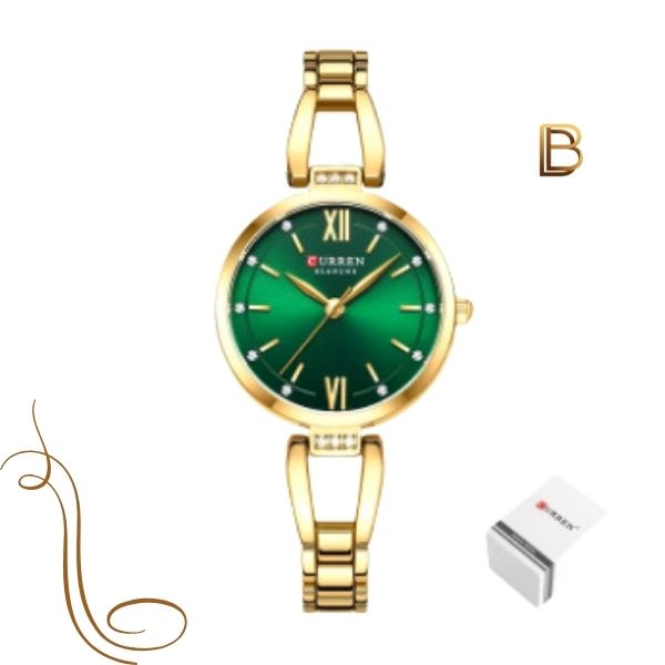 Relógio Feminino de Aço Dourado - Curren 9092 Elegance