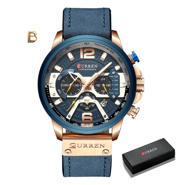 Relógio Masculino Curren Casual - Cronógrafo, Calendário Completo, Couro