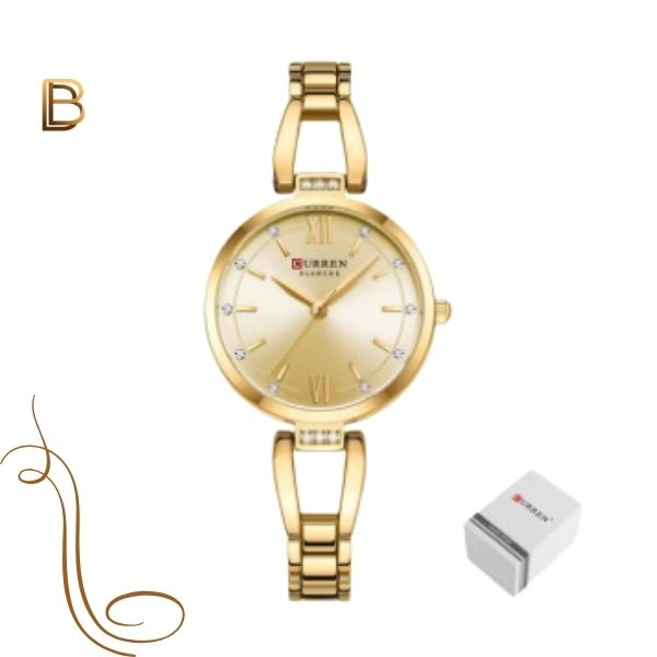 Relógio Feminino de Aço Dourado - Curren 9092 Elegance