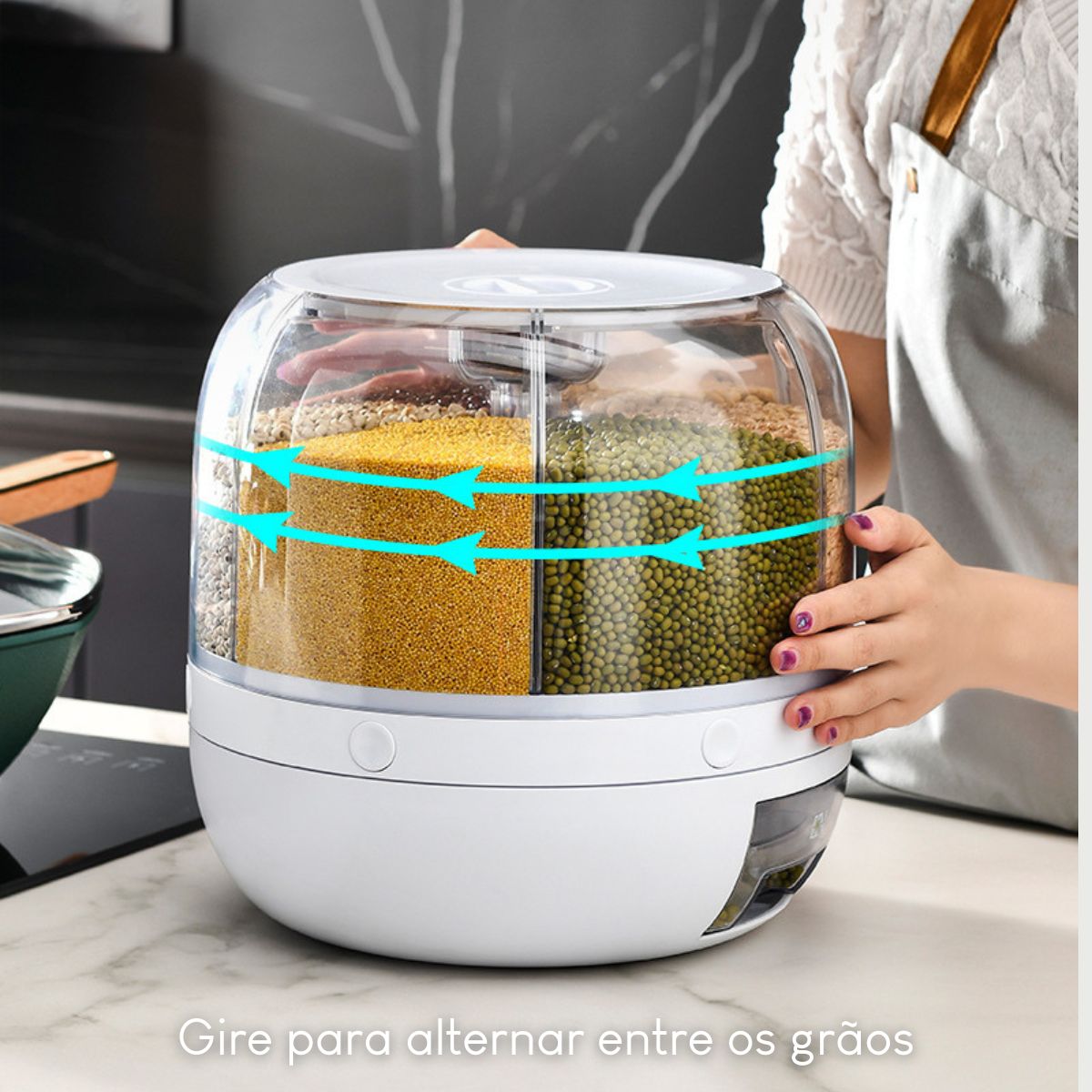 Dispenser de Grãos e Cereais Giratório 6 em 1 com 15%PrimeiraCompra+Frete Grátis
