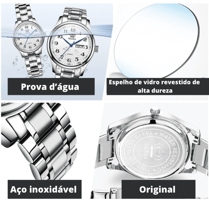 Relógio Casual Masculino OLEVS - Aço inoxidável 3D