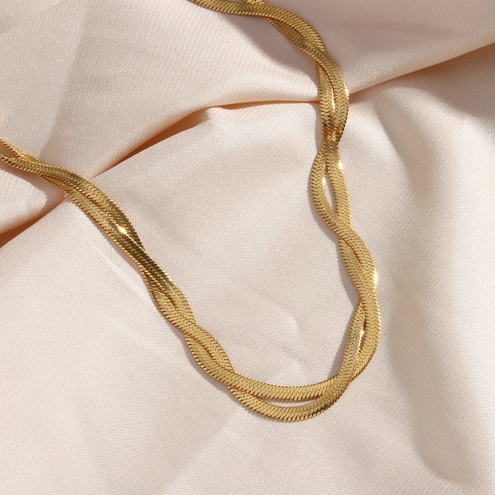 Colar e Pulseira Trançados Banhados a Ouro Burnetts