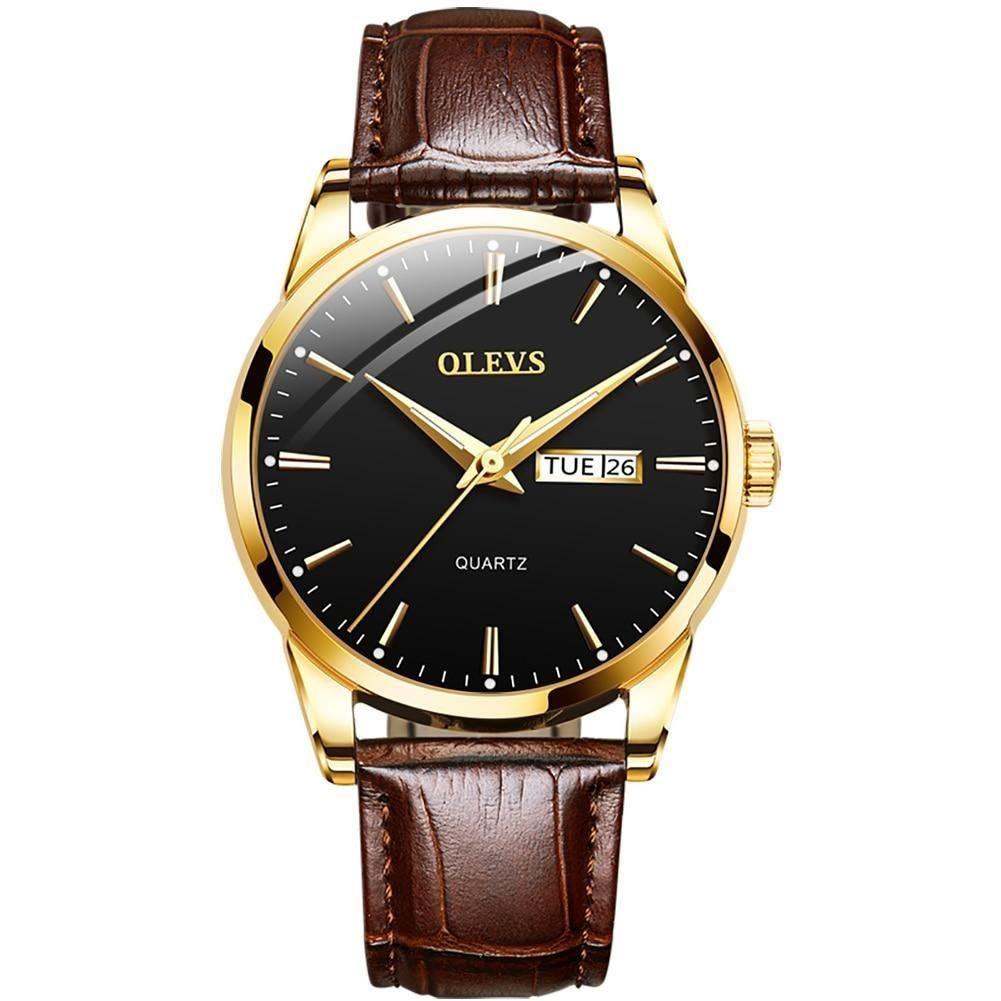 Relógio Casual Masculino OLEVS - Couro