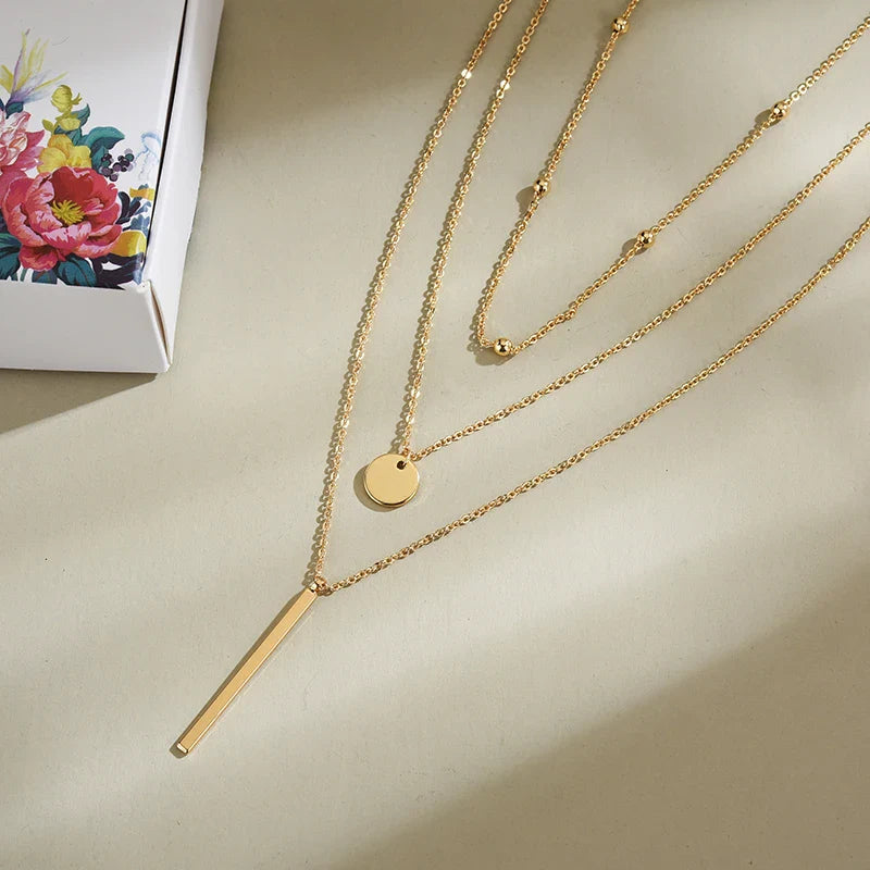 Colar Feminino de Prata 925 com Pingente Triplo Elegante