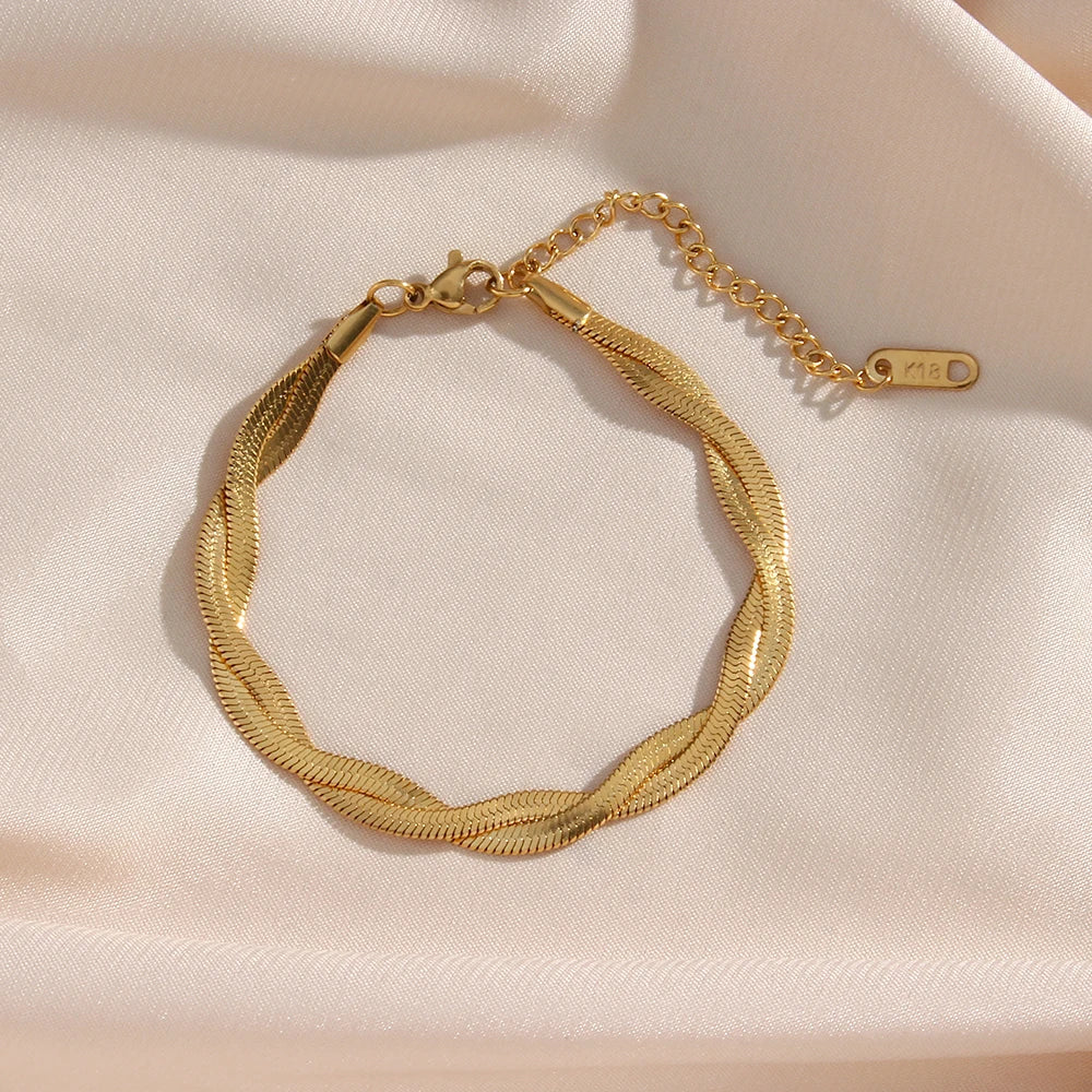 Colar e Pulseira Trançados Banhados a Ouro Burnetts