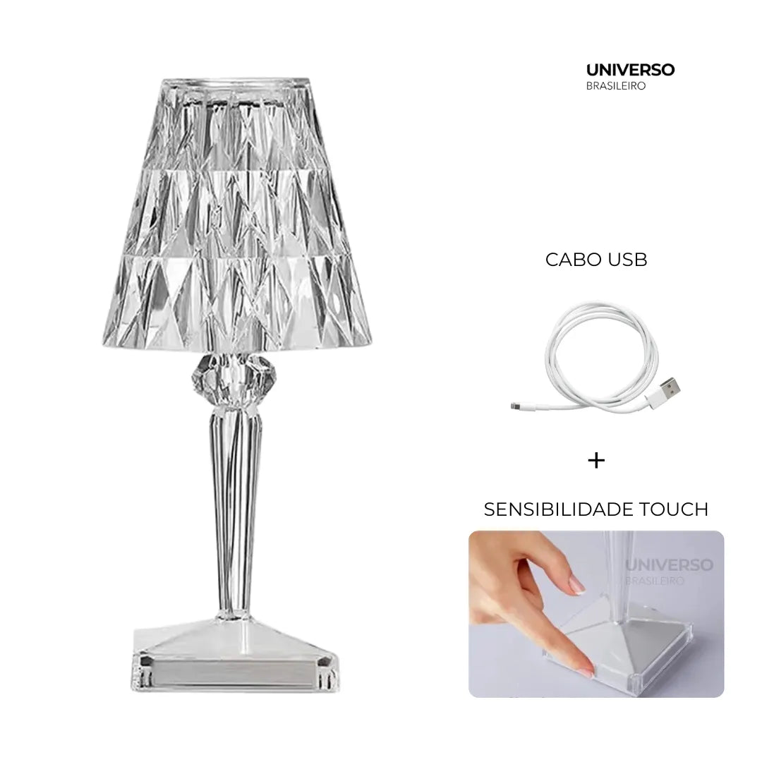 Luminária de Mesa LED Diamante 3 em 1 Sem Fio - Minz