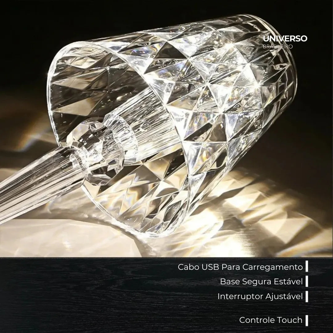 Luminária de Mesa LED Diamante 3 em 1 Sem Fio - Minz