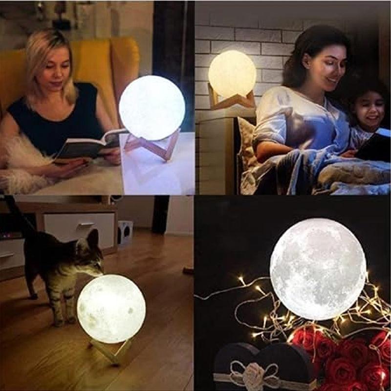 Luminária 3D LED Noturna em Forma de Lua