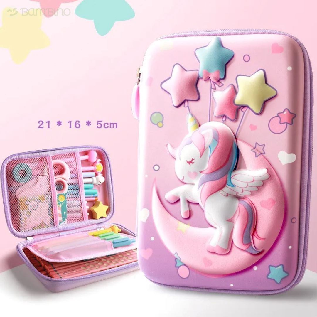 Estojo Escolar Unicórnio 3D Infantil Bambino