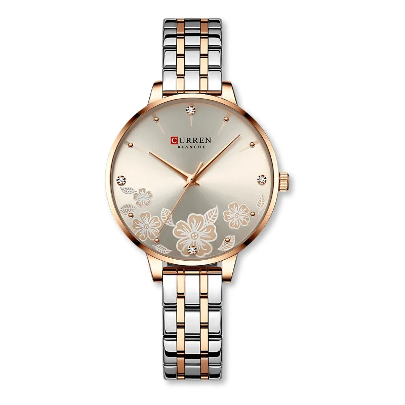 Relógio Feminino de Luxo Floral - Curren