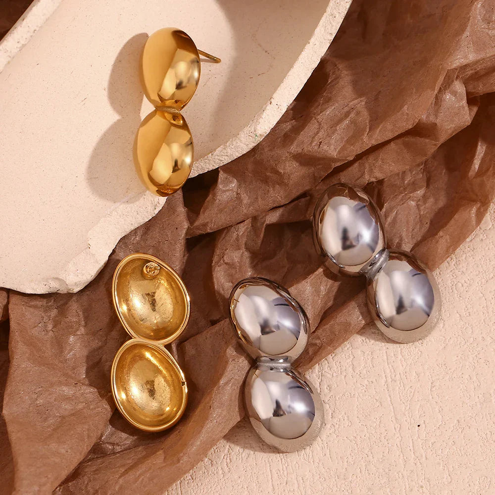 Brincos Elegantes de Zircônia em Aço Inoxidável