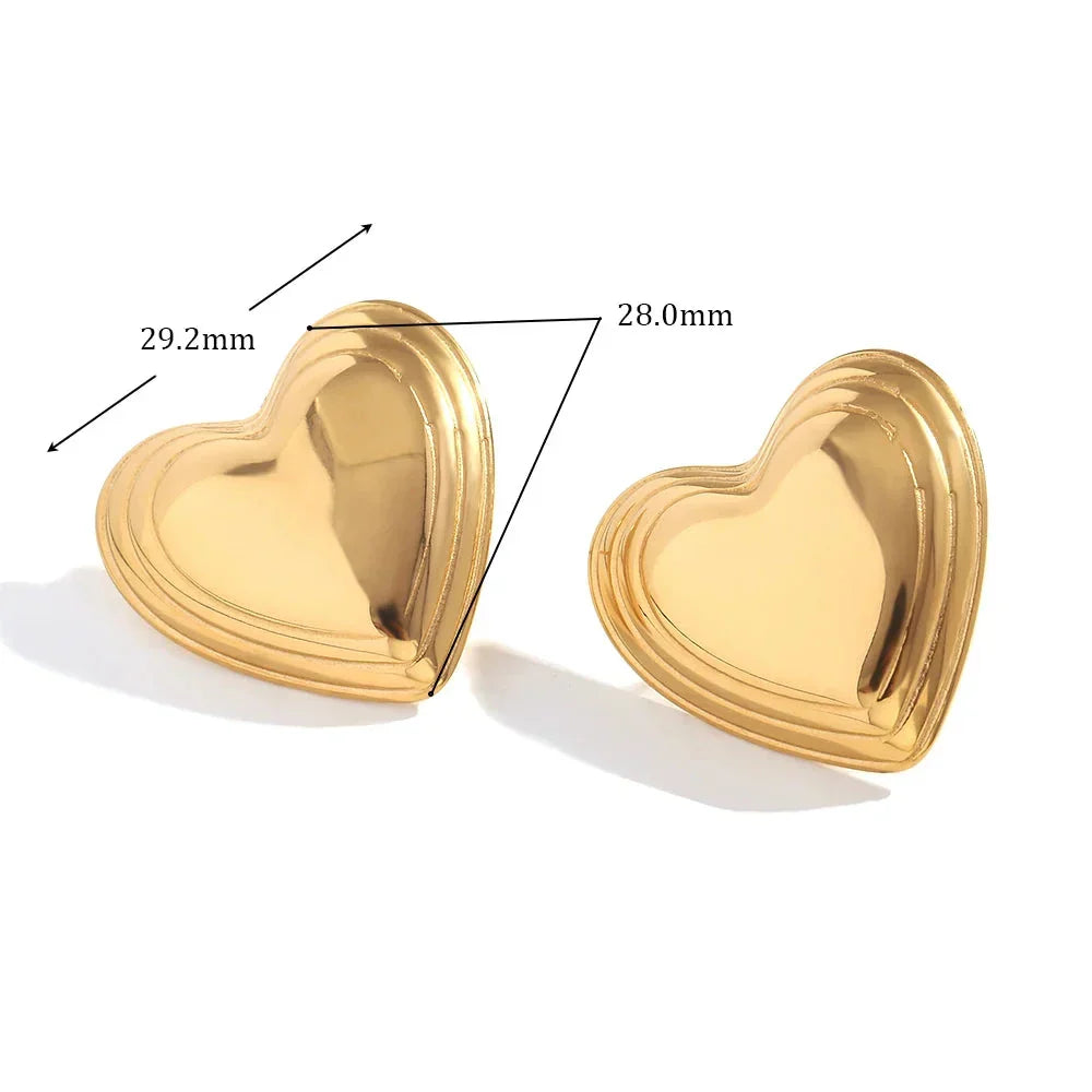 Brincos Coração Dourado em Camadas
