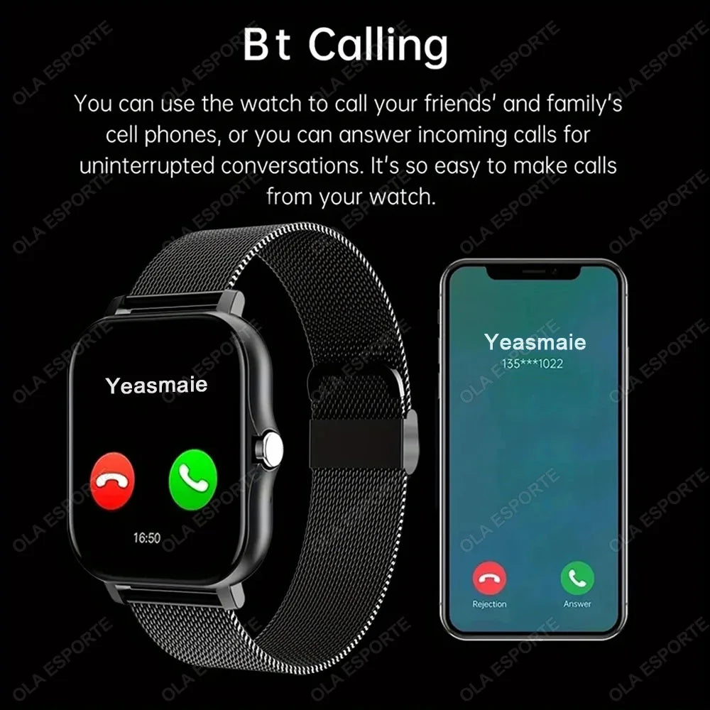 Relógio inteligente para homens mulheres presente 1.69 Polegada ilha inteligente lembrete de mensagem esporte fitness smartwatch bt chamada digital smarthwhatch 2024