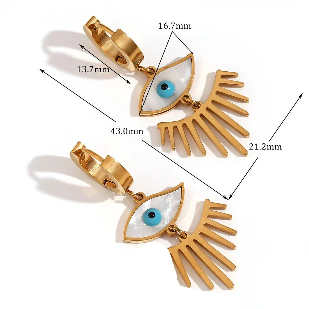 Brincos Olho Dourado com Cílios em Zircônia