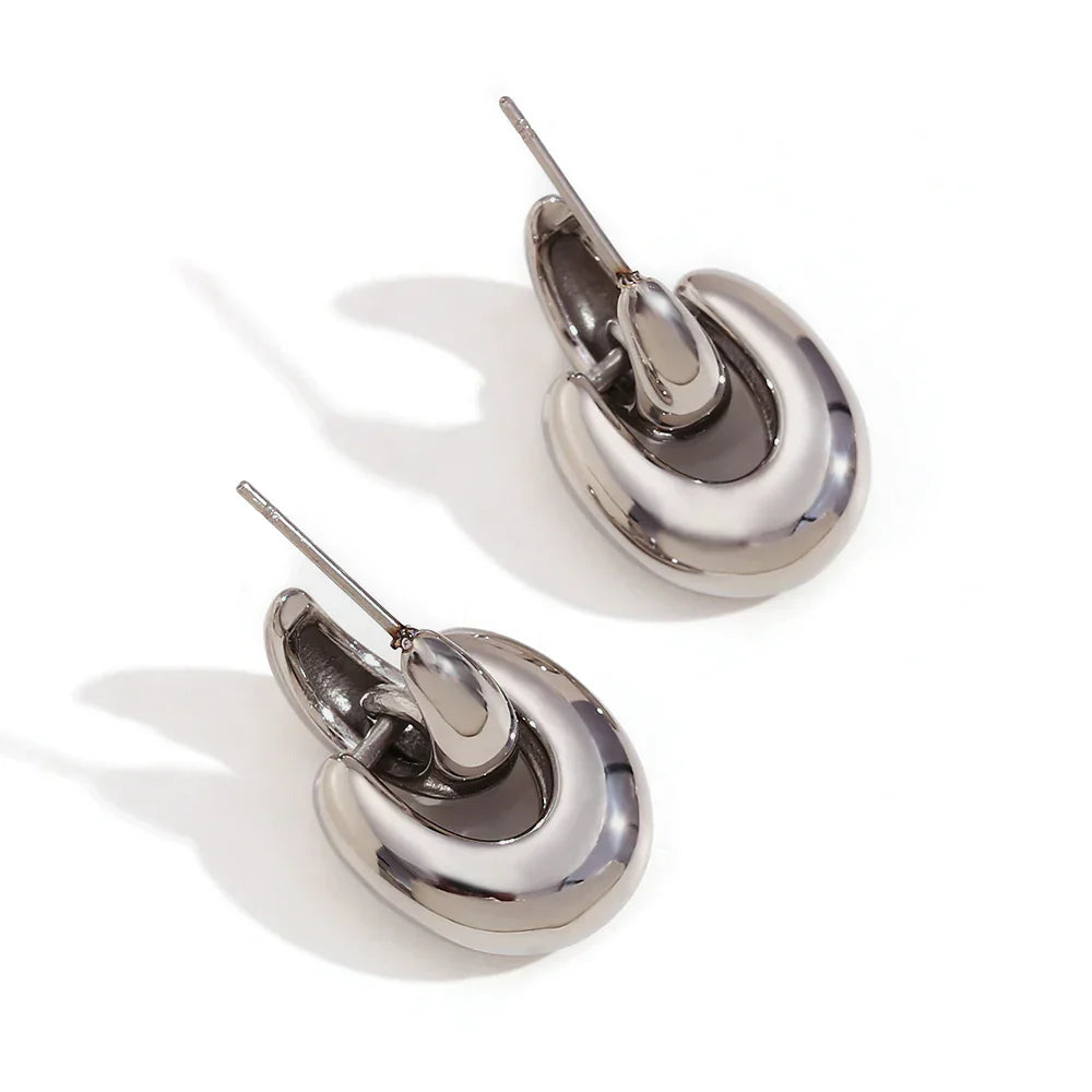 Brincos Elegantes de Aço Inox com Design Curvo