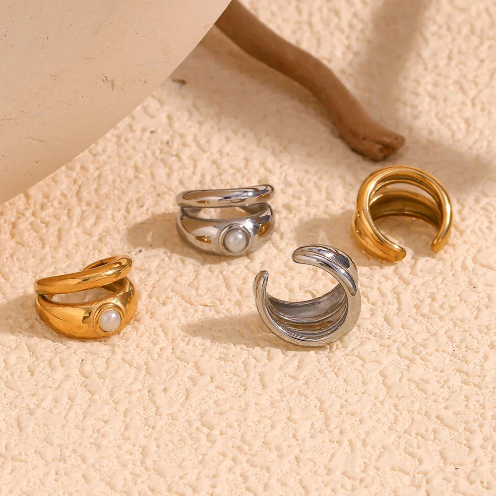 Brinco Clip Duplo Pérola Banhado a Ouro 18K