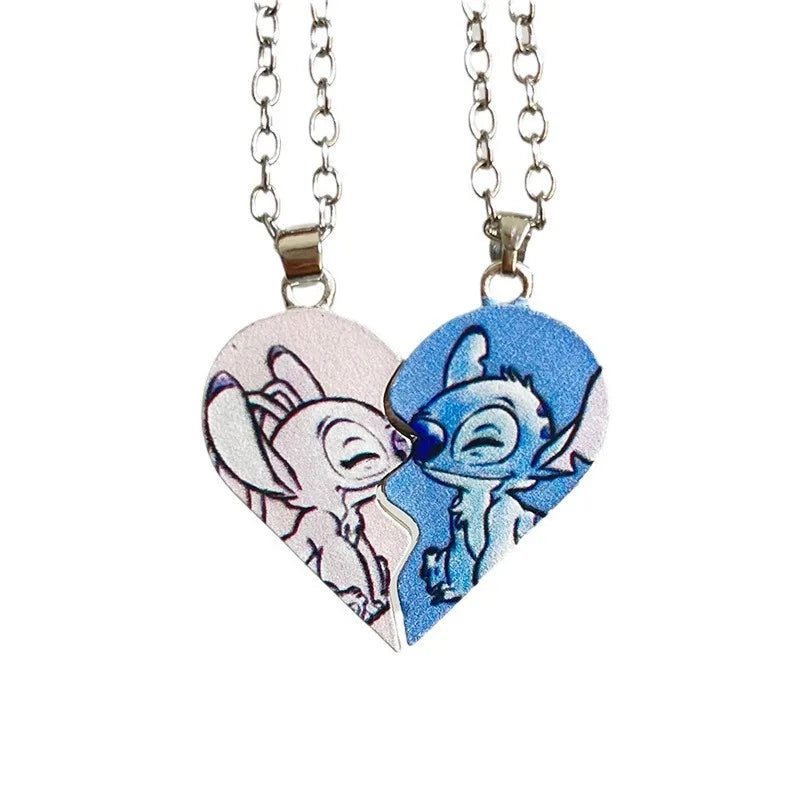 Lilo & Stitchs Necklaces Anime Stitch Heart Necklace Photo BFF Pendant Cute for Best Friends Accessories Jewelry Gifts