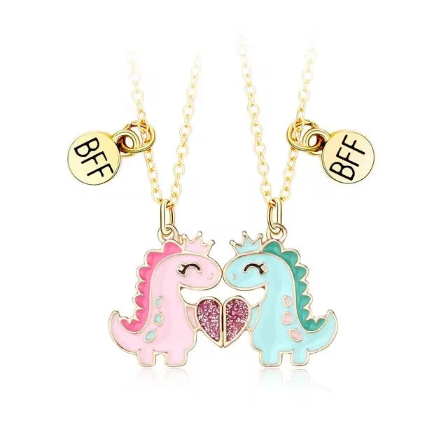 Cute Animal Magnet Necklaces for Women Girls Kawaii Best Friends Cat Rabbit Animal Pendant Chain BFF Friendship Jewelry Gifts