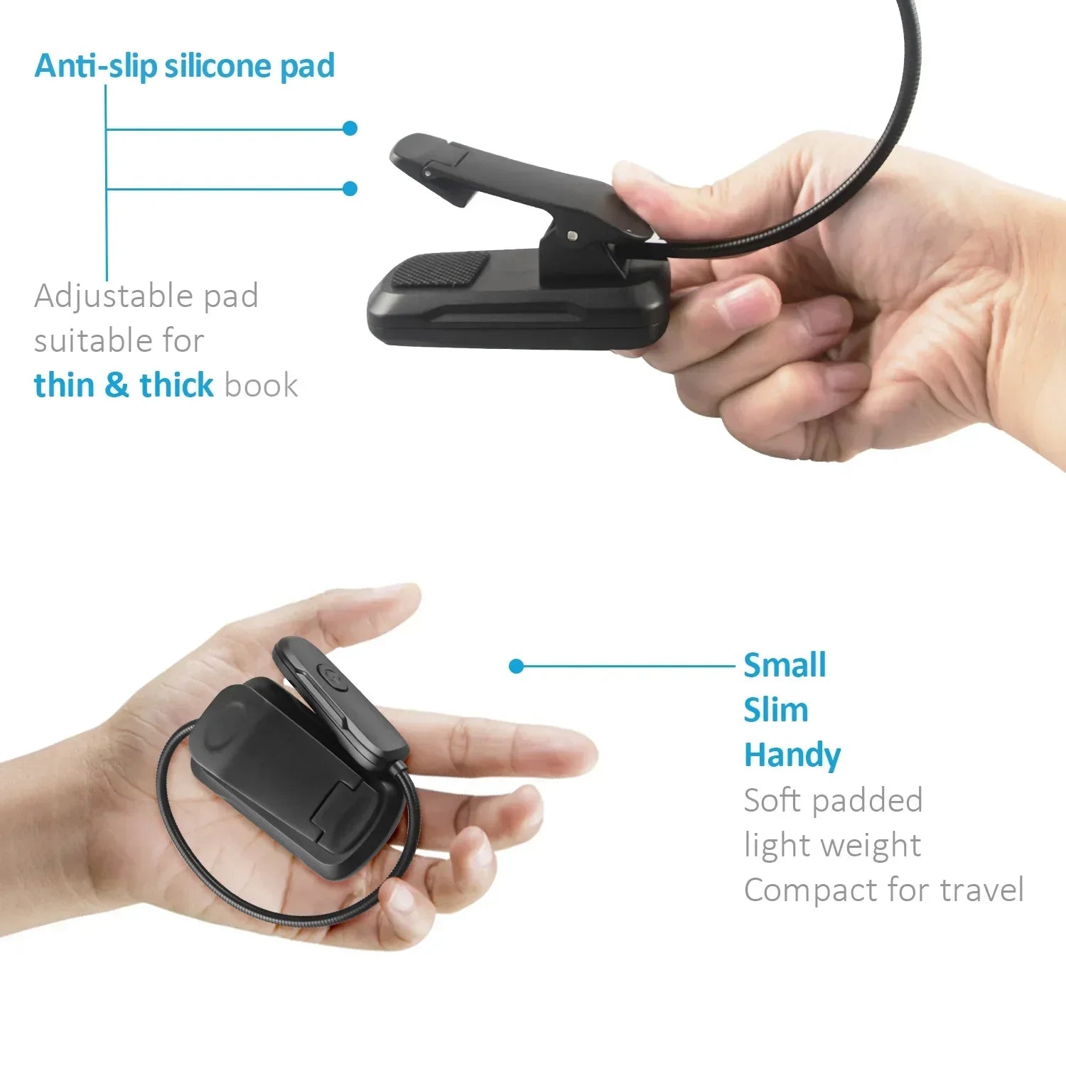 Luz noturna proteção para os olhos lâmpadas led quarto leitura bateria lâmpada de mesa ajustável mini clip-on adequado para viagens usb interior