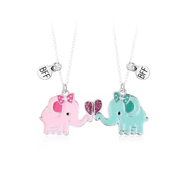 Cute Animal Magnet Necklaces for Women Girls Kawaii Best Friends Cat Rabbit Animal Pendant Chain BFF Friendship Jewelry Gifts