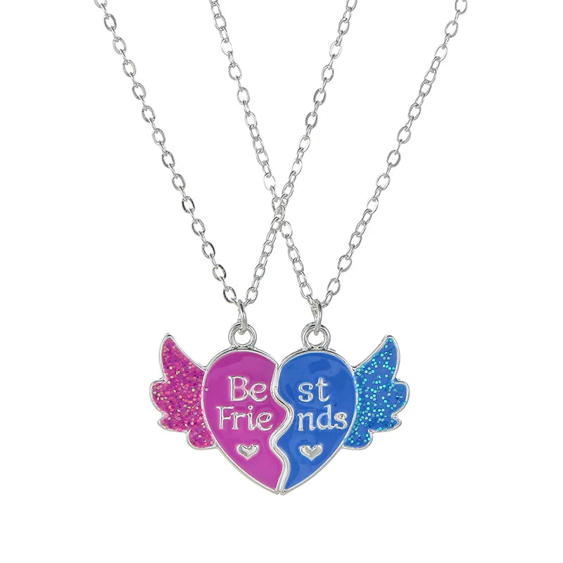 Summer Style 2pcs/set Heart Unicorn Cat Animal Pendant BFF Necklace for 2 Best Friends Girls Friendship Gifts