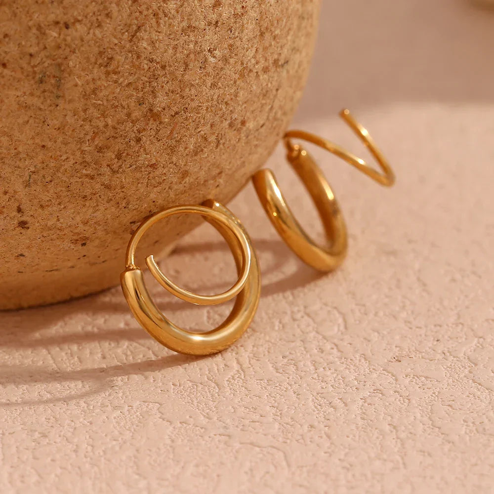 Brincos de Argola Dupla Banhados a Ouro 18K