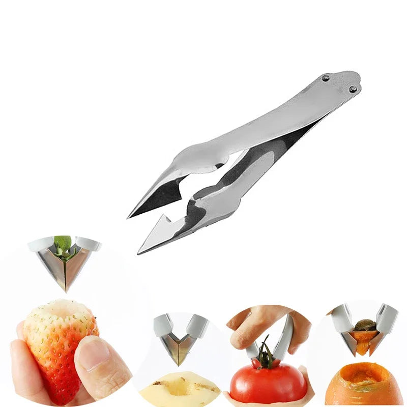 Descascador de frutas em aço inoxidável, descascador de frutas, abacaxi, cortador, faca de cozinha, gadgets, fatiador de abacaxi, clipes novos