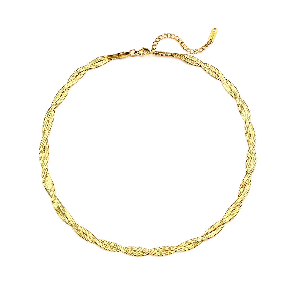 Colar e Pulseira Trançados Banhados a Ouro Burnetts