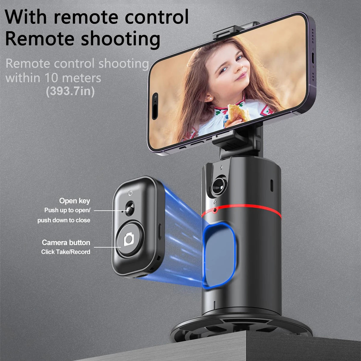 Suporte de telefone com rotação automática de 360 graus, rastreamento facial, dobrável, operação por gestos para smartphone móvel, vlog, transmissão ao vivo