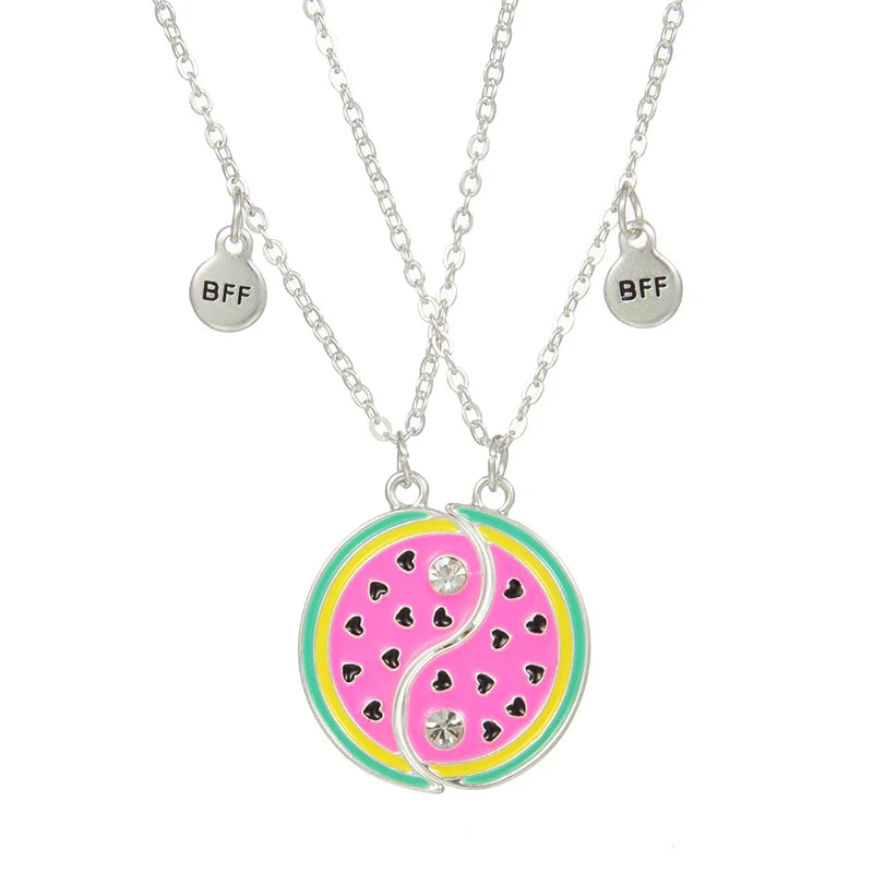 Summer Style 2pcs/set Heart Unicorn Cat Animal Pendant BFF Necklace for 2 Best Friends Girls Friendship Gifts