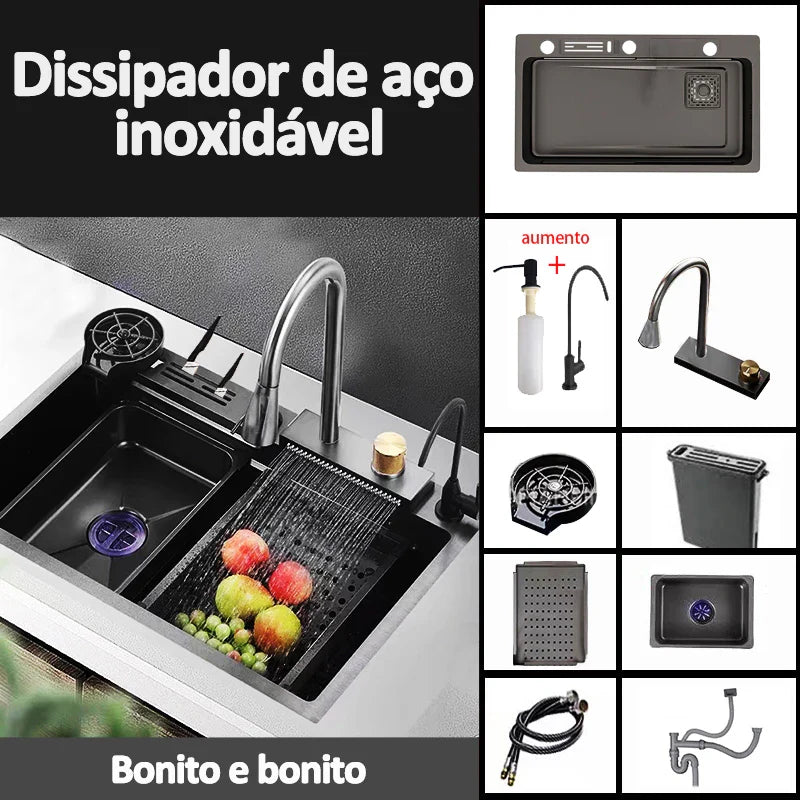 Cuba Aço Inox Escovado - Pia Gourmet Completo