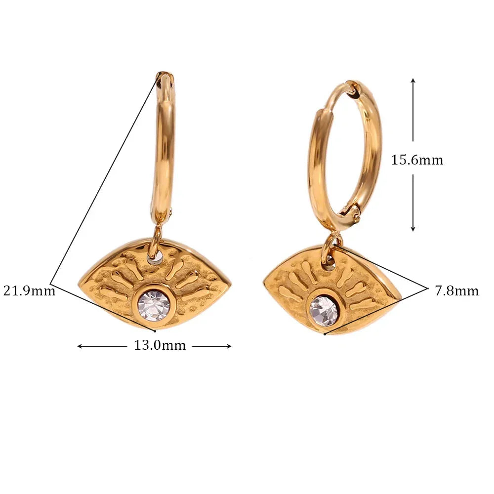 Brincos Olho Místico com Zircônia - Banhado a Ouro 18K