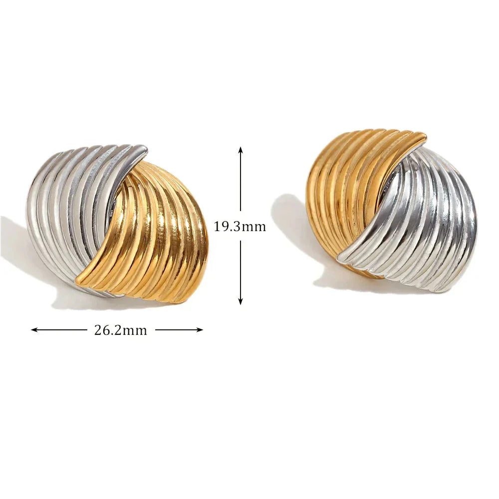 Brinco Leque Bicolor em Aço Inox 18K Burnetts
