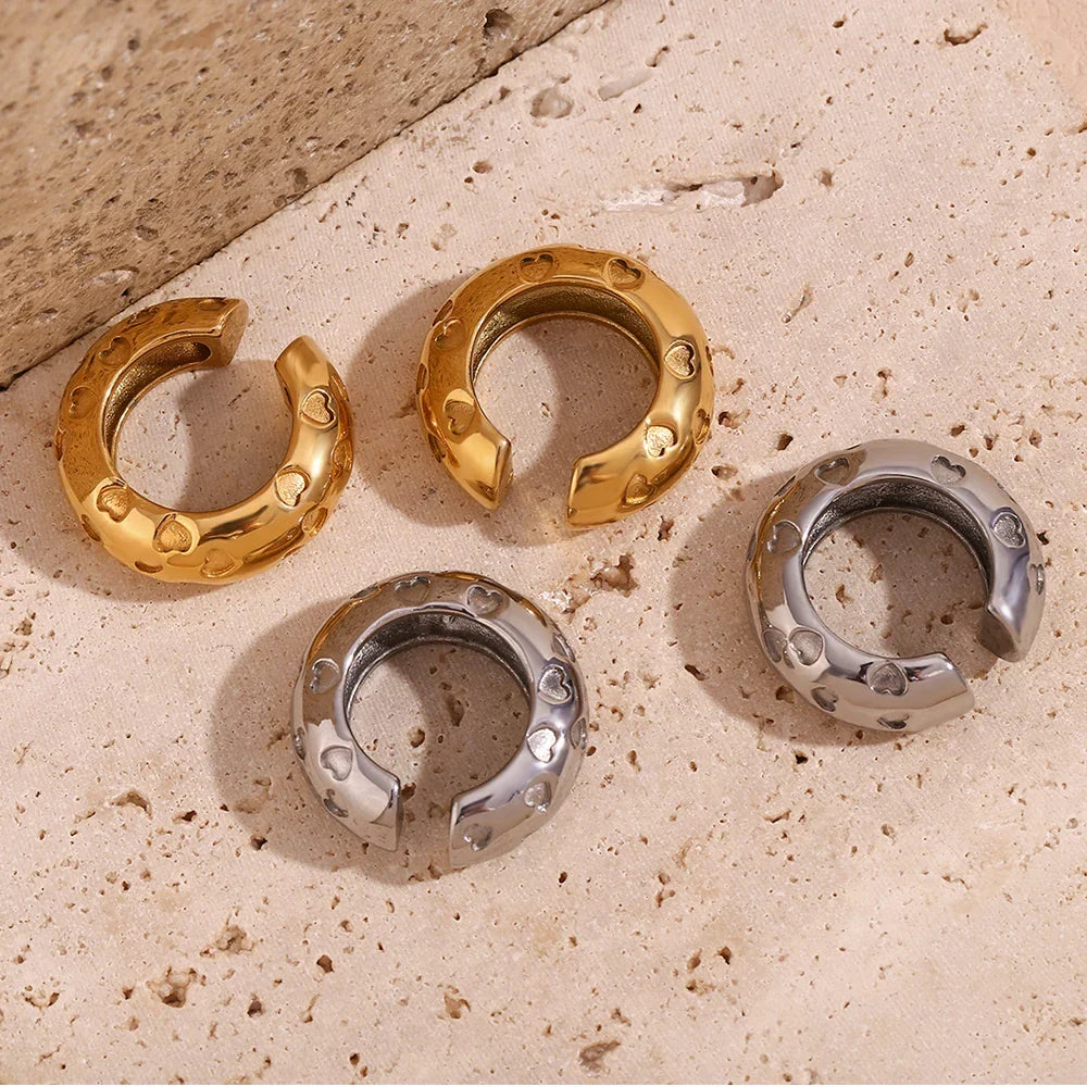 Brinco de Clip Coração Banhado a Ouro 18K