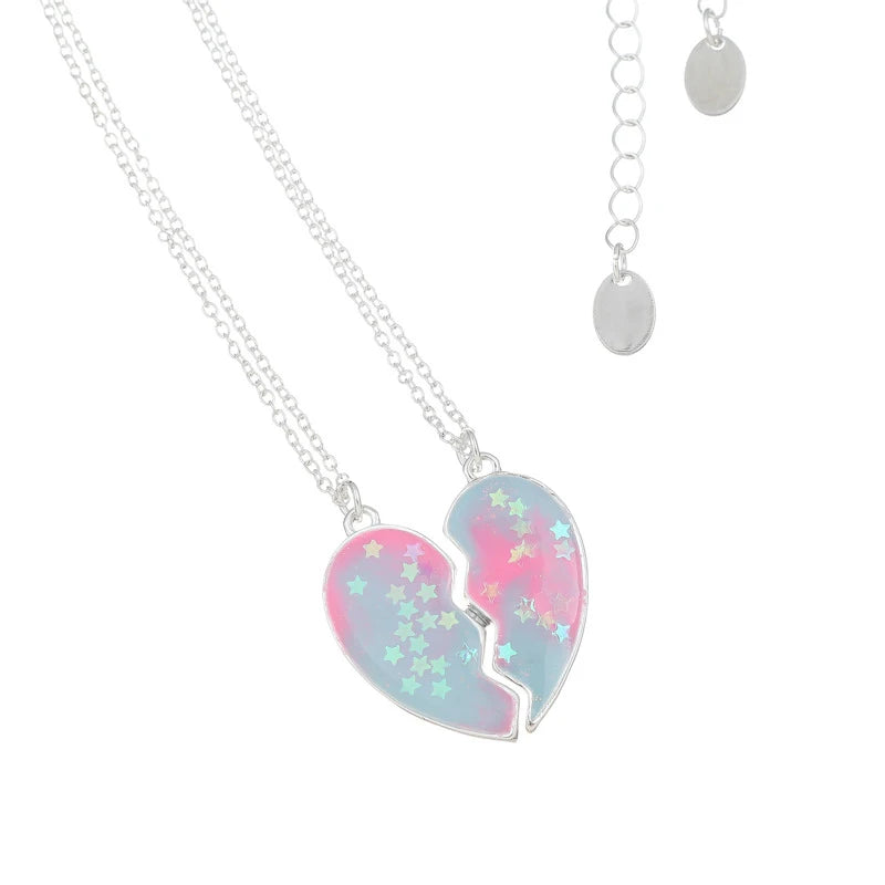 Summer Style 2pcs/set Heart Unicorn Cat Animal Pendant BFF Necklace for 2 Best Friends Girls Friendship Gifts