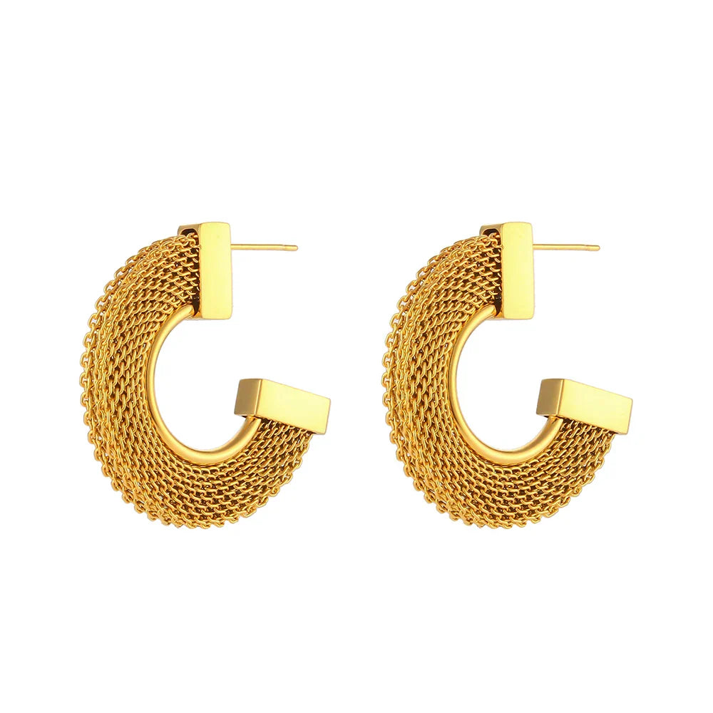 Brincos de Argola Trançados Banhados a Ouro 18K